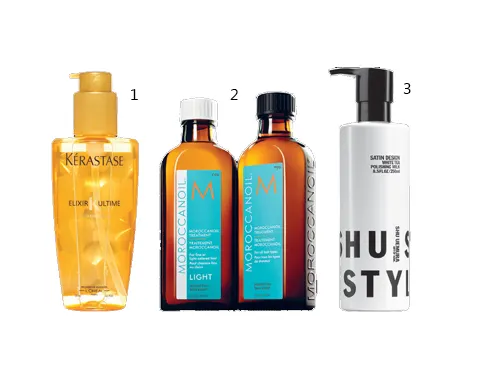 1. Tinh chất dưỡng tóc Kérastase 2. Dầu dưỡng tóc Light Moroccanoil 3. Dưỡng tóc dạng sữa Shu Uemura