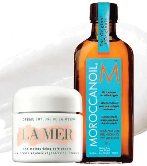 Kem dưỡng ẩm La Mer và Dầu dưỡng tóc Moroccanoil