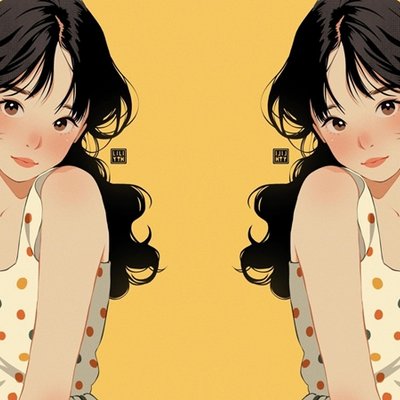 2 cô gái mặc áo chấm bi