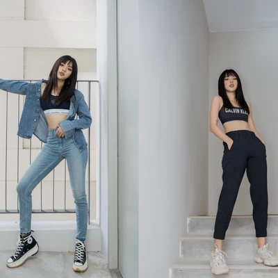 Tú Hảo mặc denim Calvin Klein Jeans