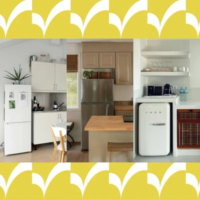 Tận dụng không gian phía trên tủ lạnh để bài trí.