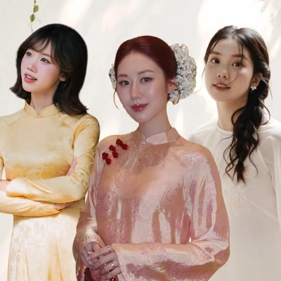 3 cô gái mang áo dài trang điểm 3 layout khác nhau