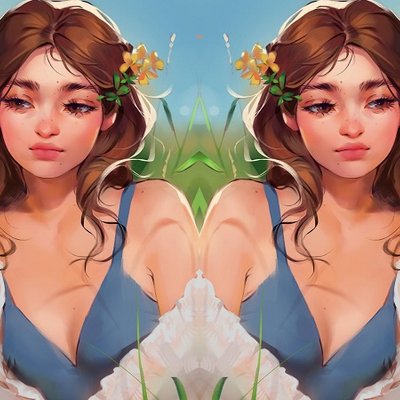 hai cô gái nằm giữa đồng cỏ tóc đính hoa