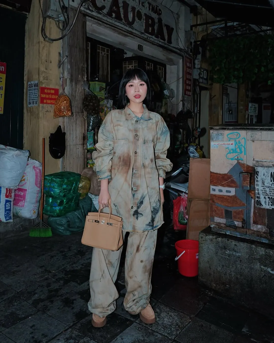 bản phối đồ quần jean washed