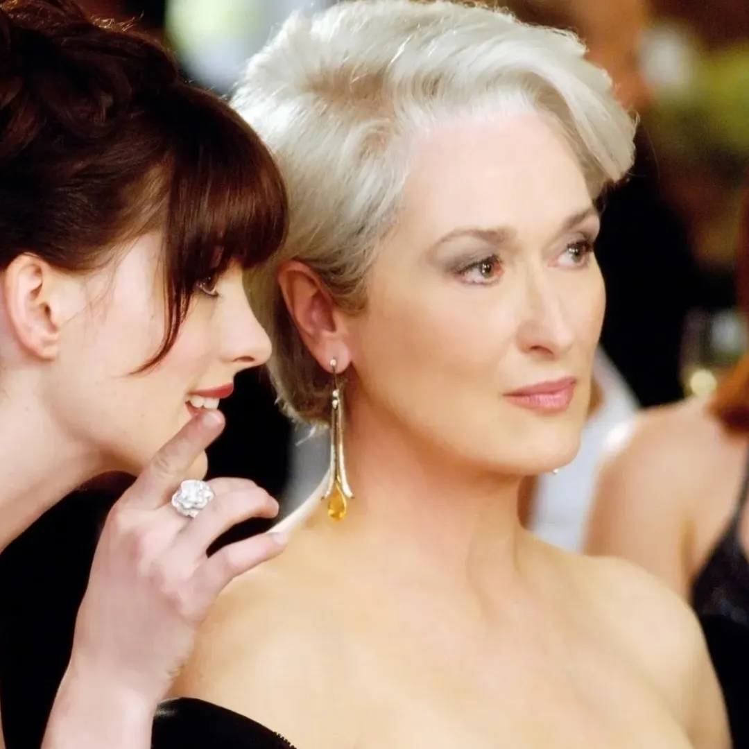 Hình ảnh kiểu trang điểm quyền lực của Miranda Priestley (Meryl Streep).