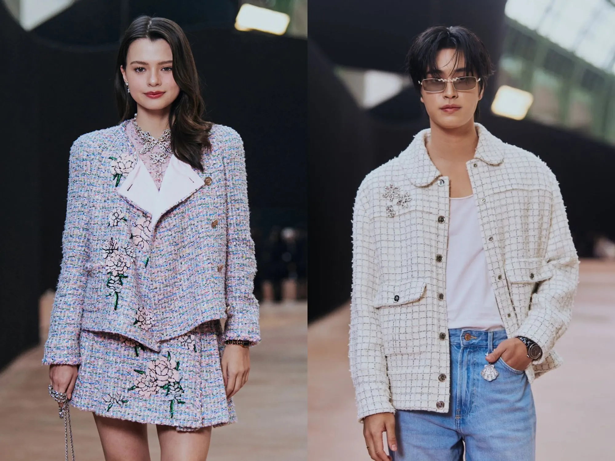 Becky Amstrong và Gemini Norawit tại show Chanel Thu-Đông sao thái