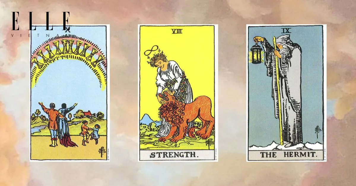 Bạn có các lá bài tarot tuần mới: Ten of Cups - Strength - The Hermit elle