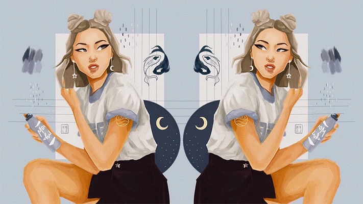 hai cô gái tóc ngắn tay cầm keo xịt tóc