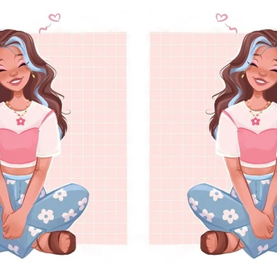 hai cô gái nhuộm tóc xanh đang ngồi bệt
