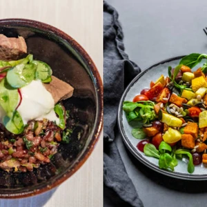 Bữa trưa Suzy ăn ½ bát cơm gạo lứt và salad