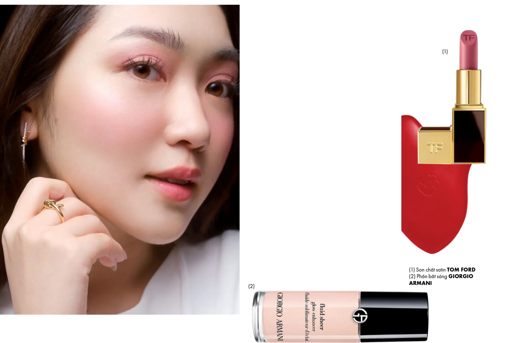 Phụ nữ trang điểm má hồng