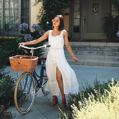 đầm maxi trắng xẻ tà đi biển aimee song