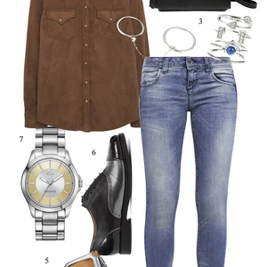 Chọn sơ mi da lộn sơ-vin phong cách cùng quần jeans