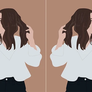 Hai cô gái tóc dài mặc áo sơ mi trắng