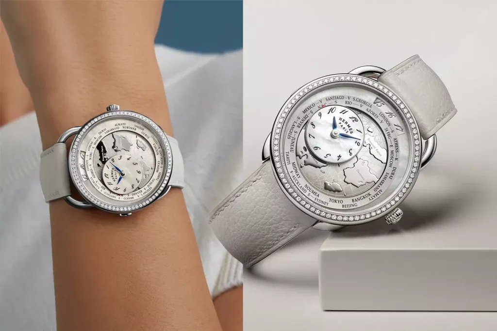 Bộ máy cơ khí phức tạp của Arceau Le Temps Suspendu lộ diện sau lớp vỏ trong suốt.