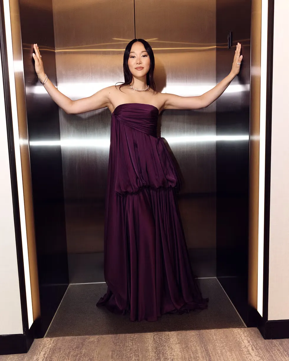 Thiết kế đầm Zimmerman drapped màu tím