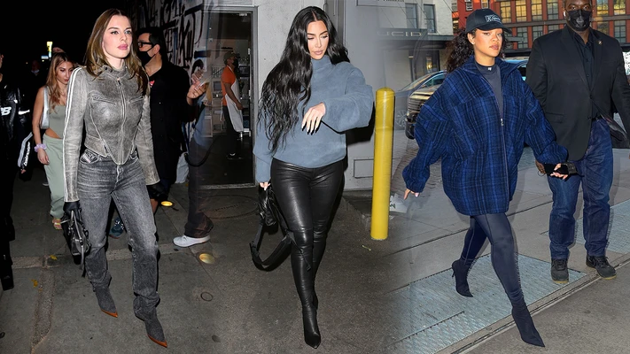 kim kardashian và julia fox đụng hàng pantaboots giày liền quần