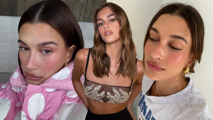 brow lamination - Hailey Bieber và Kaia Gerber trang điểm tone đất và tạo hình chân mày chải dựng