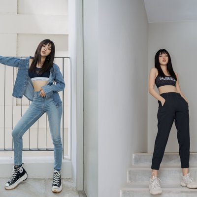Tú Hảo mặc denim Calvin Klein Jeans