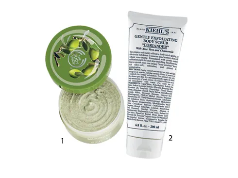 1.Tẩy tế bào chết ôliu The Body Shop 2.Tẩy tế bào chết mùi ngò Kiehl's