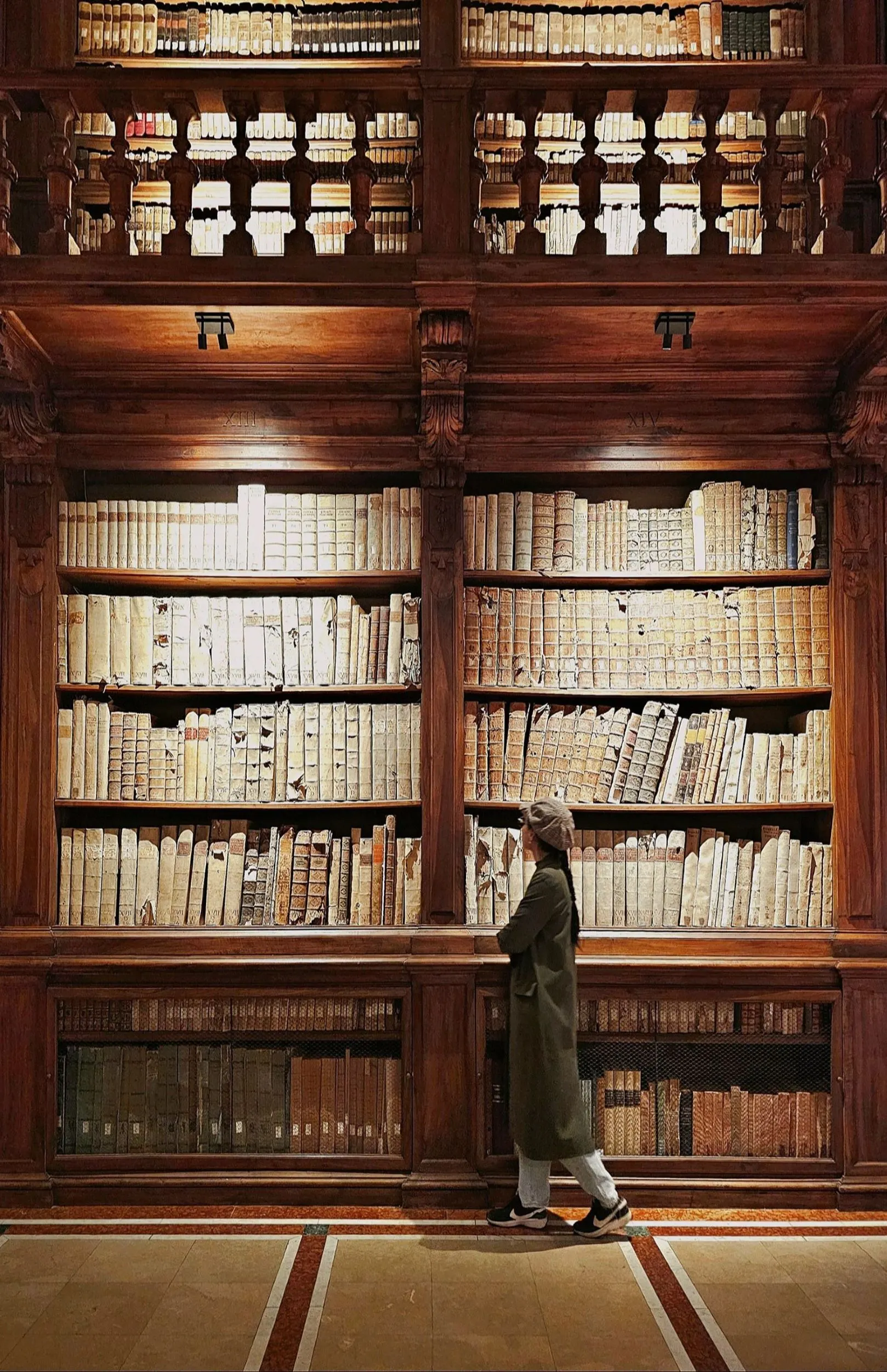 nơi trưng bày các quyển sách bìa da cổ xưa đa dạng lĩnh vực