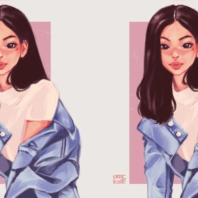 hai cô gái tóc dài đen đang mặc áo khoác jean