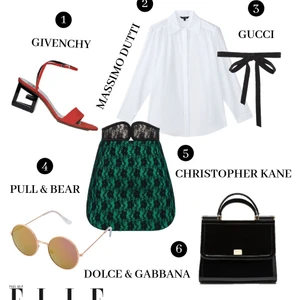 elle style calendar chân váy ren áo sơmi trắng