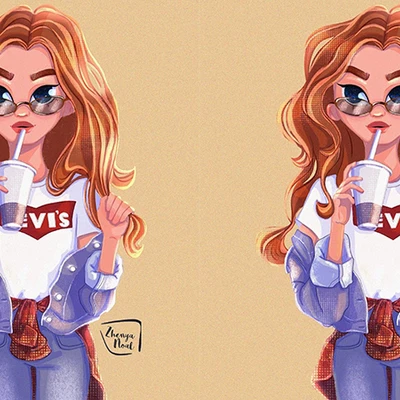 Hai cô gái tóc dài nhuộm cam đứng cạnh nhau