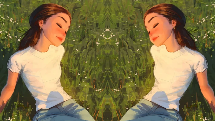 2 cô gái đang hòa mình vào thiên nhiên
