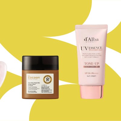Bạch Lộc - gua sha thạch anh hồng, tuýp kem chống nắng Cocoon, d'Alba và AHC
