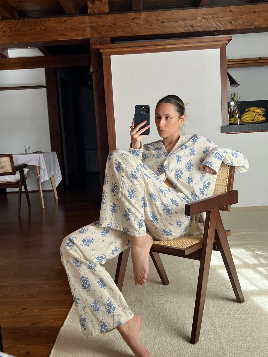 pyjamas nỉ hoạ tiết hoa