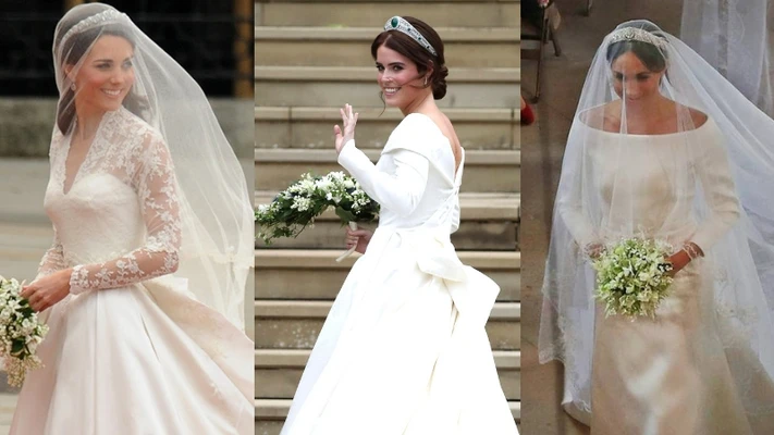 so sánh váy cưới của Công chúa Eugenie, Kate Middleton và Meghan Markle 17