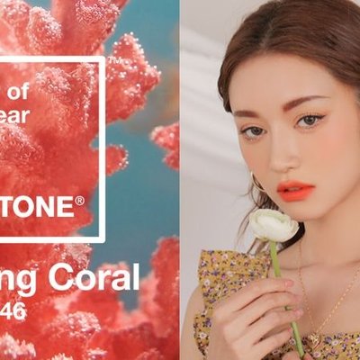 cách trang điểm tông living coral