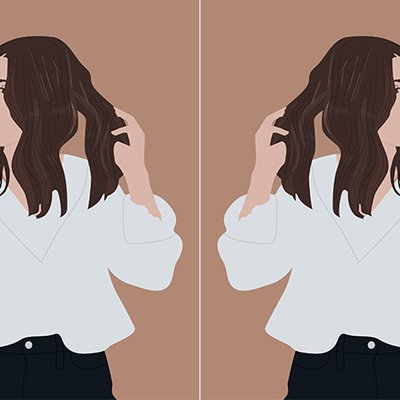 Hai cô gái tóc dài mặc áo sơ mi trắng