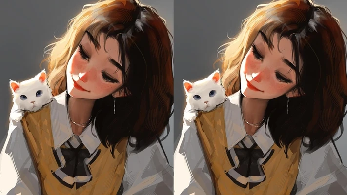 2 cô gái đang chơi với mèo