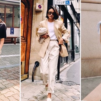 quần kaki phối cùng áo thun, blouse và blazer