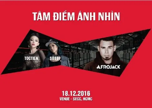 “Track” nhạc Tâm Điểm Ánh Nhìn Afrojack sản xuất riêng cho Việt Nam kết hợp với Tóc Tiên và Rapper Suboi sẽ khai diễn vào ngày 18.12 cùng hơn 10.000 raver tại SECC