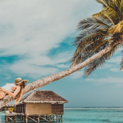châu Á Maldives cô gái nằm trên cây dừa