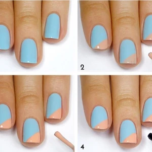 Hồng nhẹ và xanh dương có thể dễ dàng kết hợp với nhau mà vẫn tạo ra sự hài hòa trên đôi bàn tay.