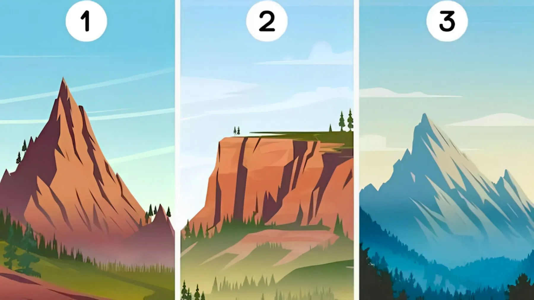 Hình ảnh bài trắc nghiệm ngọn núi bạn chọn tiết lộ điều người khác nghĩ về bạn.