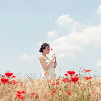 cung hoàng đạo trên cánh đồng hoa đỏ
