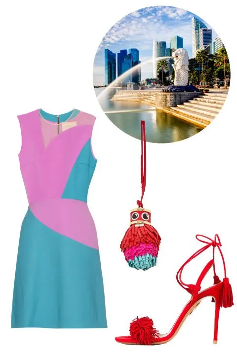 Móc khóa Fossil; $48 ≈ 1.082.000đ; fossil.com - Đầm Roksanda Barham; $1,231 ≈ 27.754.000đ ; matchesfashion.com - Giày sandal Aquazzura; $585 ≈ 13.189.000đ; farfetch.com