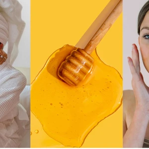 cô gái chăm sóc da với mật ong