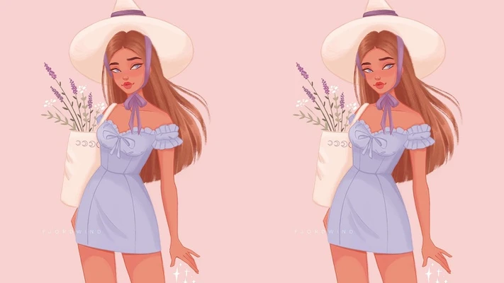 hai cô gái ôm bó hoa và đội chiếc mũ rộng vành