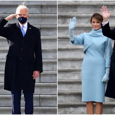 cựu đệ phất phu nhân melania trump và đệ nhất phu nhân jill biden đều mặc trang phục xanh