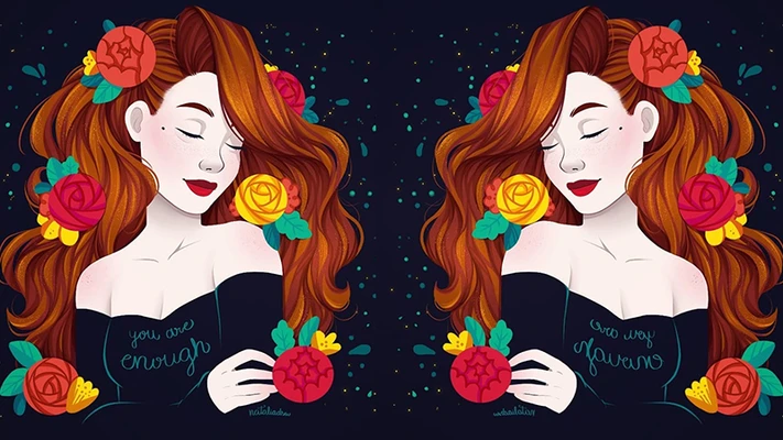 hai cô gái ôm mình giữa rừng hoa