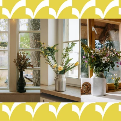 Gợi ý những chậu hoa bên bệ cửa sổ.