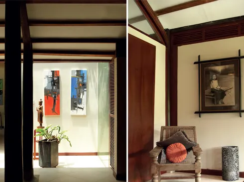 Ảnh trang bên: Mái hiên đặc thù cho kiến trúc Đông Dương, được sử dụng nhiều cho việc tiếp khách và thư giãn.