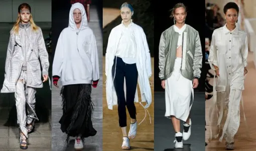TỪ TRÁI QUA: Hood By Air, Alexander Wang, 3.1 Phillip Lim, Rag & Bone, Balenciaga.