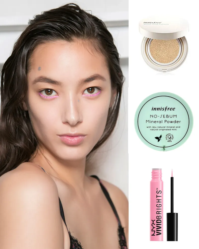 Sản phẩm gợi ý: Innisfree Water Fit Cushion, Innisfree no sebum Mineral Powder, NYX vivid Brights Eyeliner.